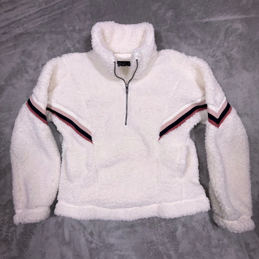 Abercrombie & Fitch Soft Sherpa Quarter Zip Fleece Pullover Women's Small